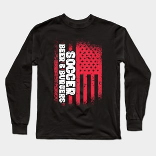 Soccer Beer And Burgers - US Flag print Long Sleeve T-Shirt